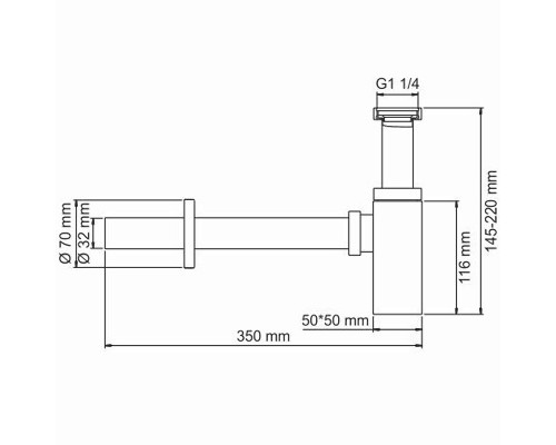 Сифон для раковины WasserKRAFT Abens A169 Черный матовый