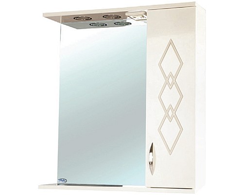 Зеркало со шкафом Bellezza Элеганс 65 R 4618610521073 с подсветкой Бежевое