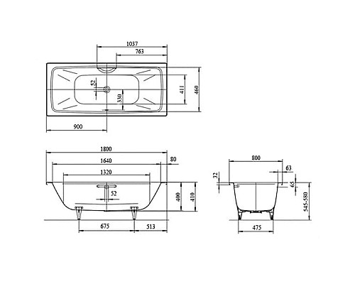 Ванна стальная Kaldewei Cayono Duo 180x80 272500013001