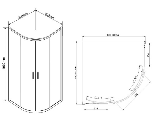 Душевой уголок Vincea Garda 90x90 VSQ-1G900CH профиль Хром стекло шиншилла