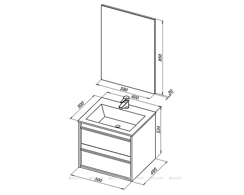 Мебель для ванной Aquanet Lino 60 белый матовый