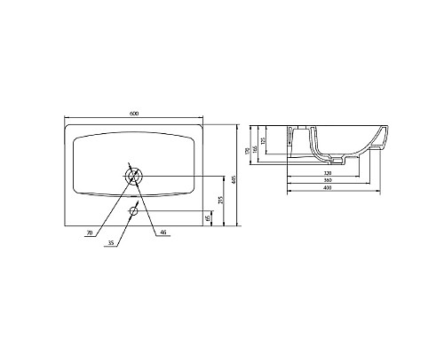 Прямоугольная раковина Santek Нео 60 1WH302186