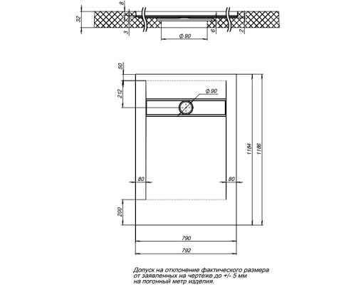 Душевой поддон из искусственного камня Aquanet Delight 120x80 Серый