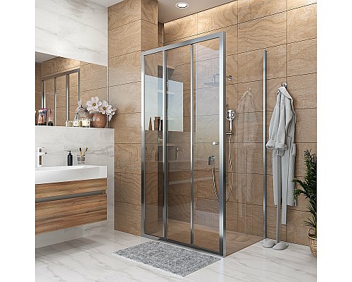 Душевая стенка Grossman Falcon 90 GR-P90Fa профиль Хром стекло прозрачное