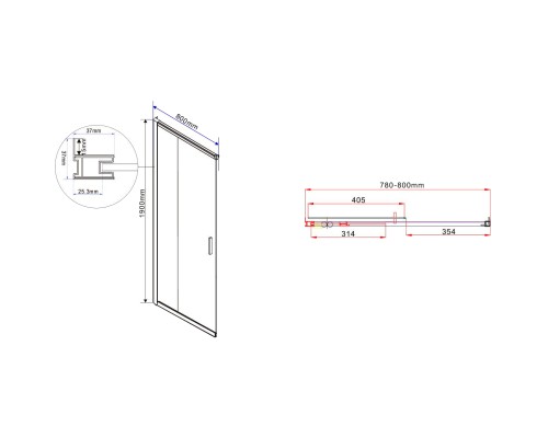 Душевой уголок Vincea Garda 120x80 VSS-1G8012CLB профиль Черный стекло прозрачное