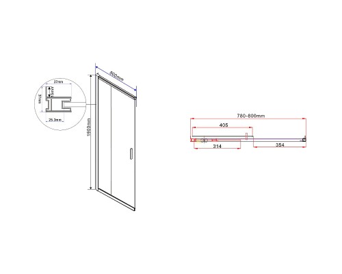 Душевой уголок Vincea Garda 120x80 VSS-1G8012CLB профиль Черный стекло прозрачное
