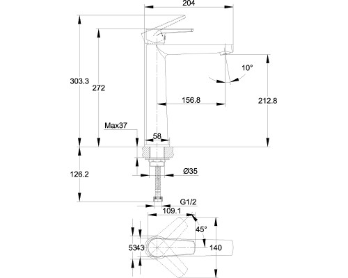 Смеситель для раковины Cersanit Moduo 64095 Хром