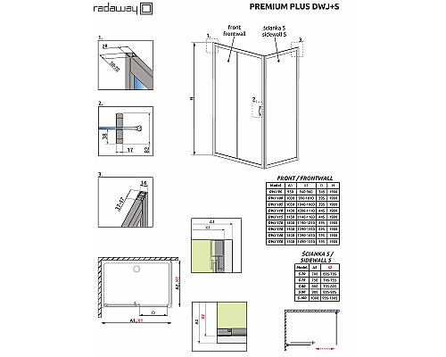 Душевая дверь Radaway Premium Plus DWJ 100 33303-01-01N профиль Хром стекло прозрачное