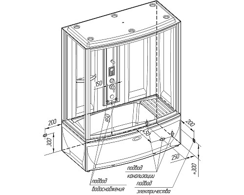 Душевой бокс Radomir Элис 1 168x85 L 1-04-1-1-4-0951 профиль Белый стекло матовое