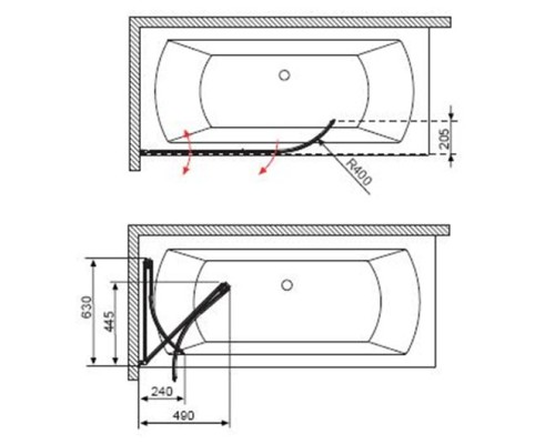Шторка на ванну Radaway EOS PND 130 L