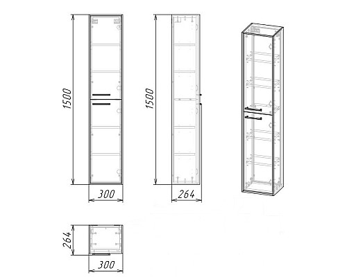 Шкаф пенал Grossman Реал 30 303007 подвесной Веллингтон Бетон Арья