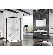 Полукруглая душевая кабина Ravak Pivot 37644300Z1 80 чёрный прозрачный