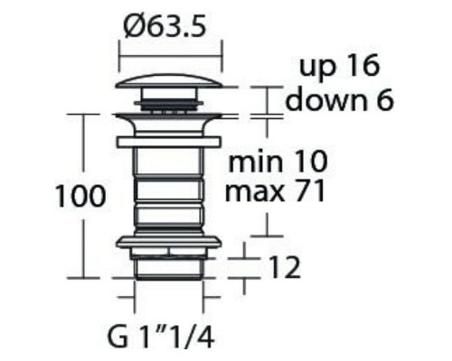 Донный клапан Ideal Standard E1483XG Click-Clack Черный шелк