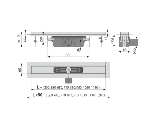 Душевой лоток Alcaplast Professional APZ6S-550 (APZ6-550) без решетки