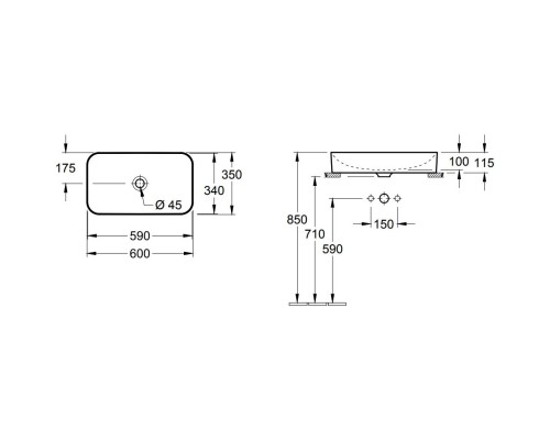Раковина-чаша Villeroy&Boch Finion 60 414361R1 Альпийский белый
