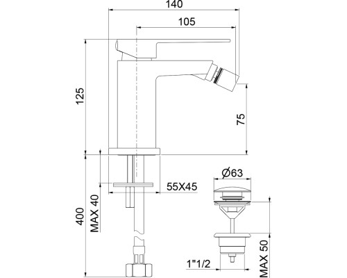 Смеситель на биде Webert Armony PE840102794, матовое золото