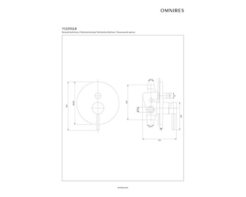 Смеситель для душа скрытого монтажа Omnires Y Y1235GLB брашированное золото