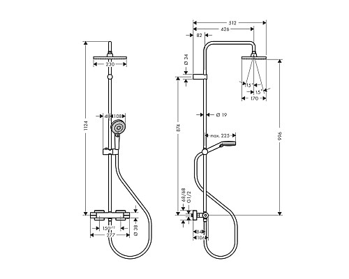 Душевая система Hansgrohe Vernis Shape с термостатом хром 26286000