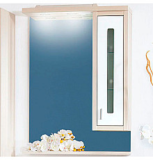Зеркало со шкафом Бриклаер Бали 62 R 4627125412004 с подсветкой Светлая лиственница Белое глянцевое