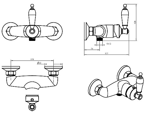 Смеситель для душа Boheme Vogue 224-MR-B Хром
