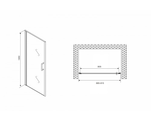 Душевая дверь Abber Sonnenstrand 90 AG04090 профиль Хром стекло прозрачное