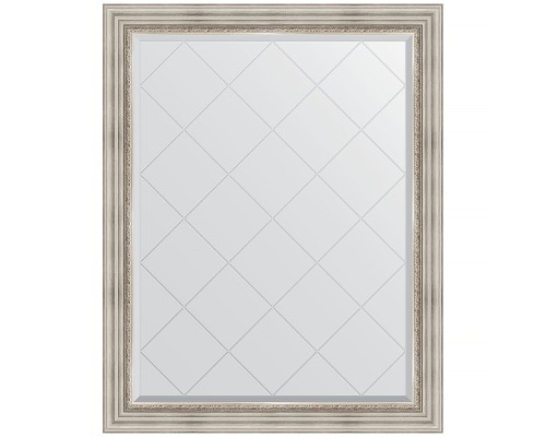 Зеркало Evoform Exclusive-G 121х96 BY 4362 с гравировкой в багетной раме - Римское серебро 88 мм