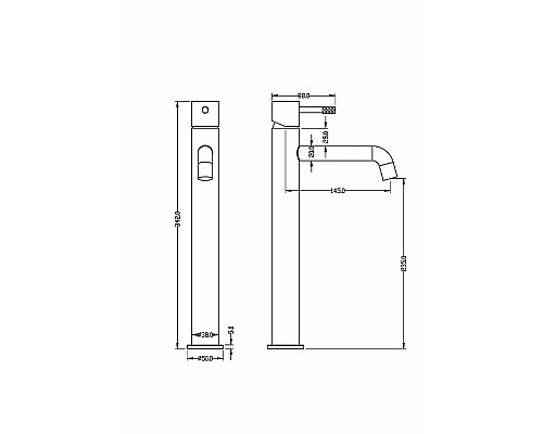Смеситель для раковины Boheme Uno 462-BCR Черный матовый Хром