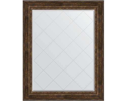 Зеркало Evoform Exclusive-G 127х102 BY 4387 с гравировкой в багетной раме - Состаренное дерево с орнаментом 120 мм