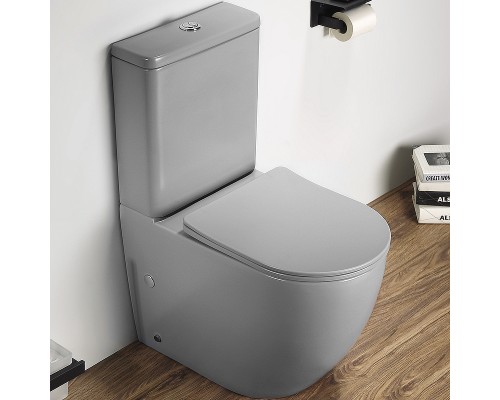 Унитаз компакт CeramaLux 2166XMH Светло-серый матовый с бачком и сиденьем Микролифт