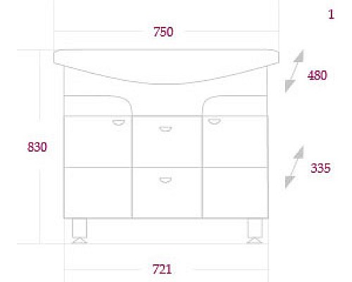 Тумба под раковину Onika Стиль 75 Светлый ясень Белый