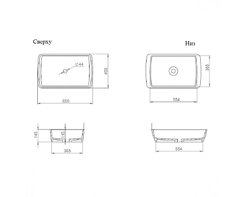 Раковина накладная Salini GLORIA 65 1102212M