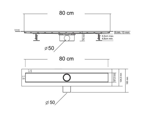 Душевой лоток Vincea Optima 80 Хром, арт