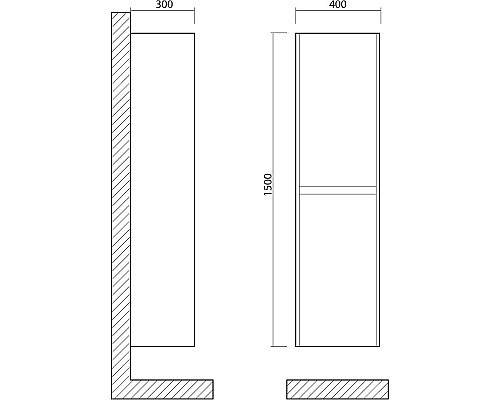 Шкаф пенал Art&Max Family-1500-2A-SO-CV подвесной Cemento Veneto