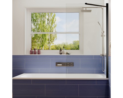 Шторка на ванну Ambassador Bath Screens 80х140 профиль Черный стекло прозрачное