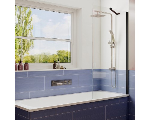 Шторка на ванну Ambassador Bath Screens 80х140 профиль Черный стекло прозрачное