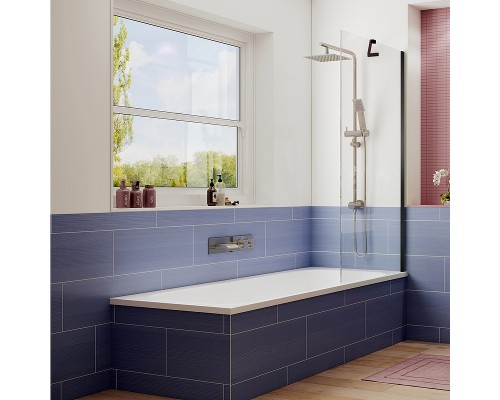 Шторка на ванну Ambassador Bath Screens 80х140 профиль Черный стекло прозрачное