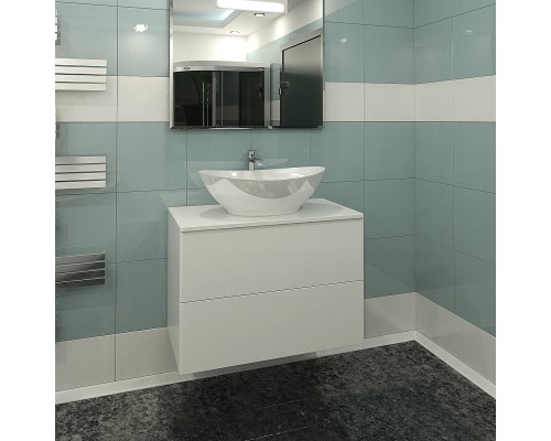 Тумба под раковину Orange Otto Ot-75TuMDF подвесная Белый глянцевый