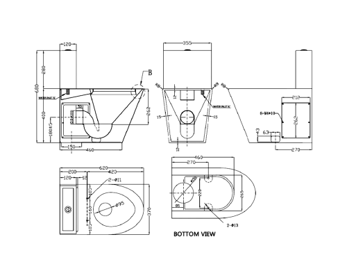 Унитаз компакт Nofer 13016.S Нержавеющая сталь матовая с бачком и сиденьем