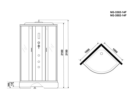 Душевая кабина Niagara Classic 100x100 NG-3302-14F с гидромассажем
