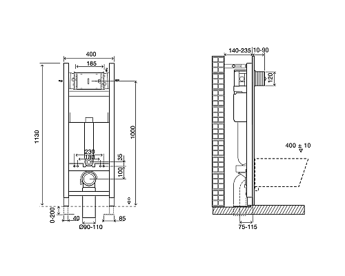 Комплект унитаза с инсталляцией Jacob Delafon Elite E21755RU-00 с сиденьем Микролифт и Белой клавишей смыва