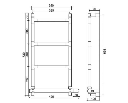 Полотенцесушитель электрический, хром, Margaroli Sereno 5823204CRNB
