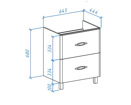 Тумба под раковину Bellezza Джела 70 4639811110019 2 ящика Белая