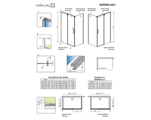 Душевая дверь Radaway Espera DWJ/KDJ 70 380695-01R профиль Хром стекло прозрачное