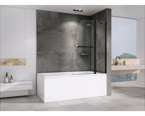 Шторка на ванну Abber Ewiges Wasser AG50100B профиль Черный стекло прозрачное