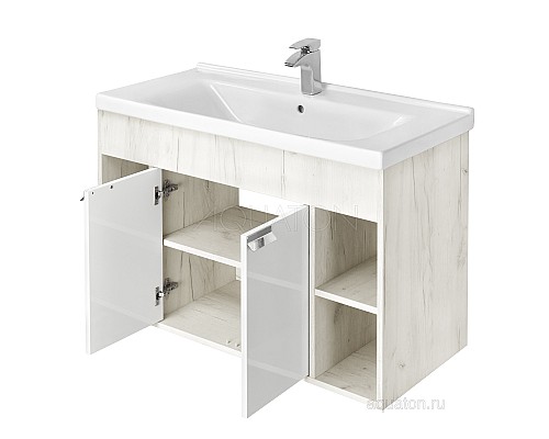 Тумба под раковину Флай 100 белый, дуб крафт Aquaton 1A237501FAX10