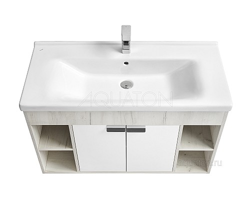 Тумба под раковину Флай 100 белый, дуб крафт Aquaton 1A237501FAX10