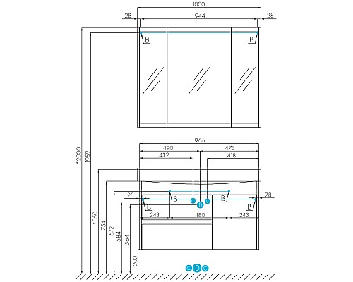 Тумба под раковину Aquaton Нортон 100 1A249001NT010 подвесная Белая глянцевая