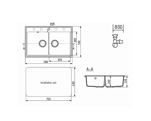 Кухонная мойка Ulgran Quartz Ruma 780-09 мокрый асфальт Кухонная мойка Ulgran Quartz Ruma 780-09 мокрый асфальт