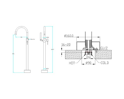 Смеситель для ванны Boheme Uno 469-GM Антрацит матовый