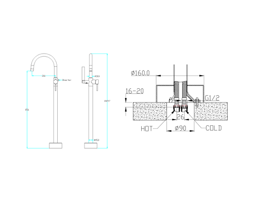 Смеситель для ванны Boheme Uno 469-GM Антрацит матовый